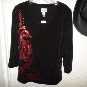 Chico's Travelers Bombay Sequin Top Chico's 1 M/L